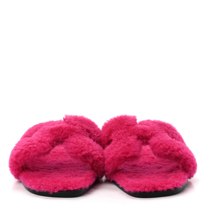 Hermes Woolskin Oran Sandals 38 Rose Fuchsia 2 of 7