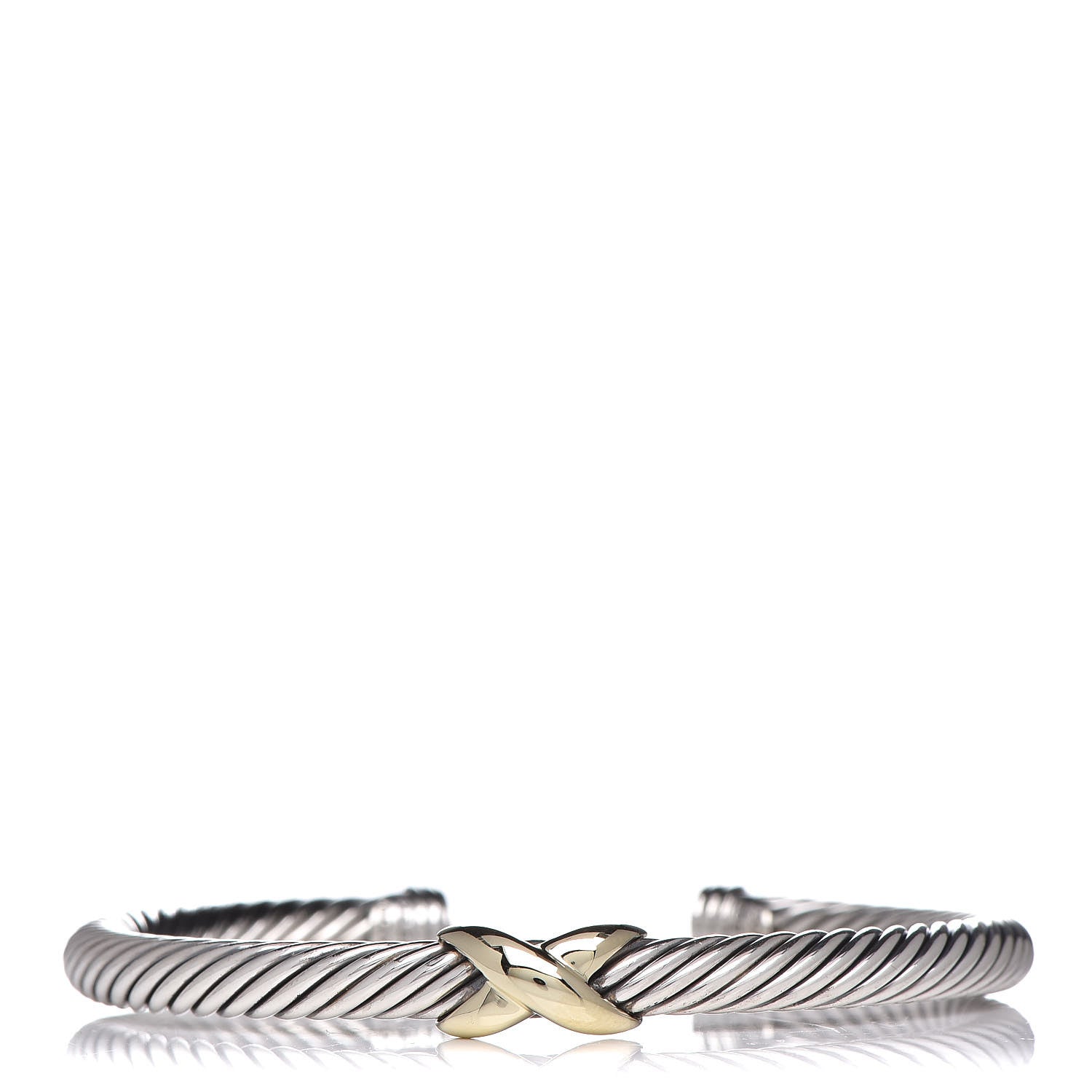 David Yurman Sterling Silver 14K Yellow Gold 5mm X Station Cable Bracelet 1 of 5