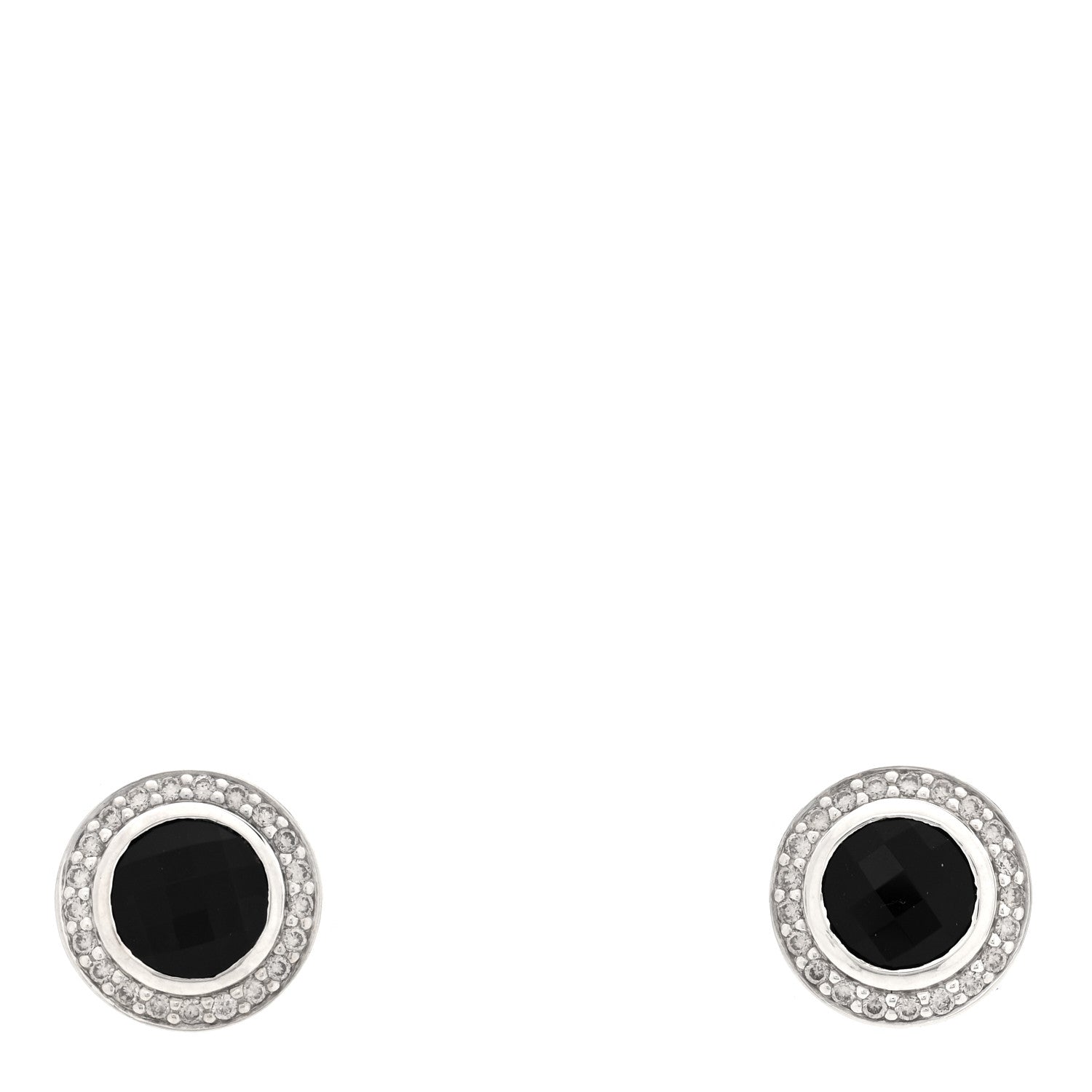 David Yurman Sterling Silver Black Onyx 8mm Diamond Cerise Earrings 1 of 4
