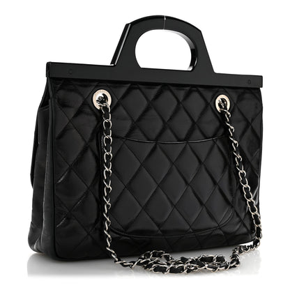 Chanel Glazed Calfskin Quilted Small CC Delivery Tote Black 3 of 15