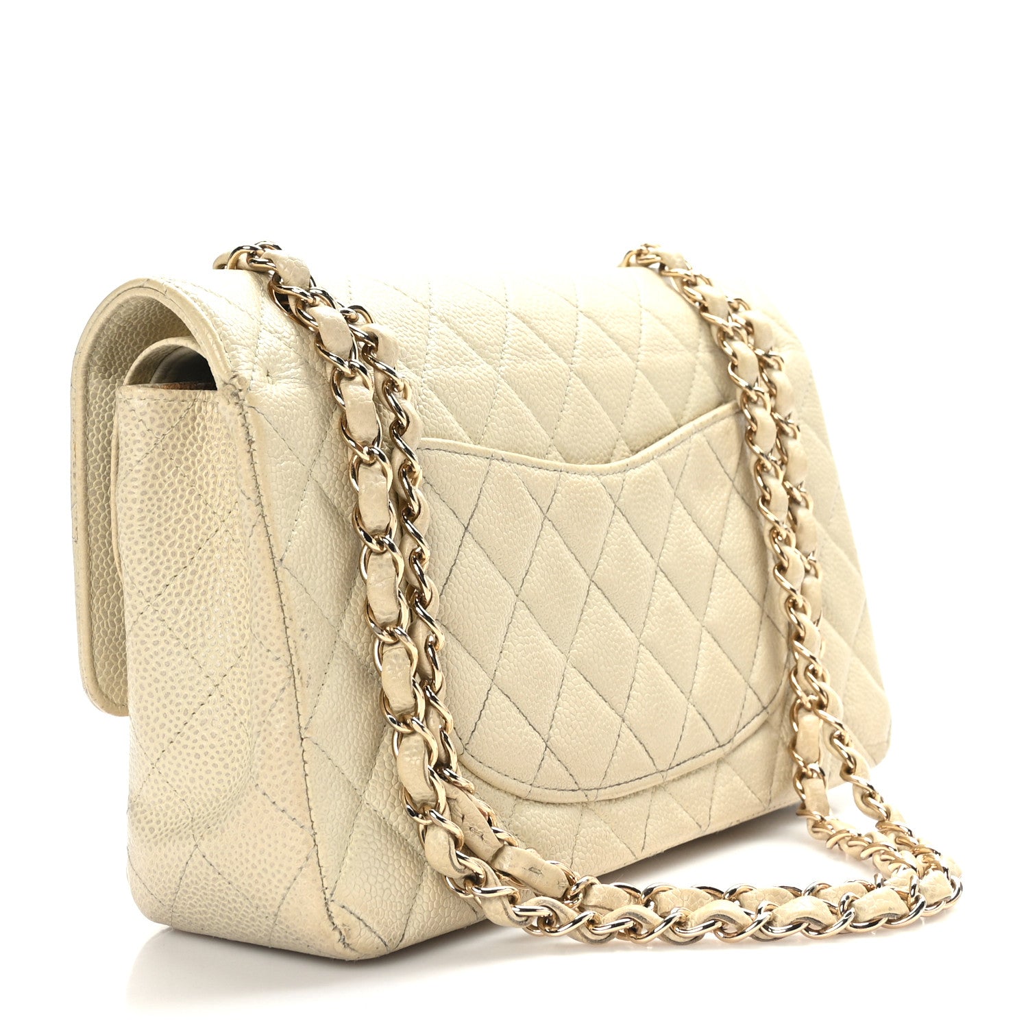 Chanel Caviar Quilted Medium Double Flap White 3 of 12