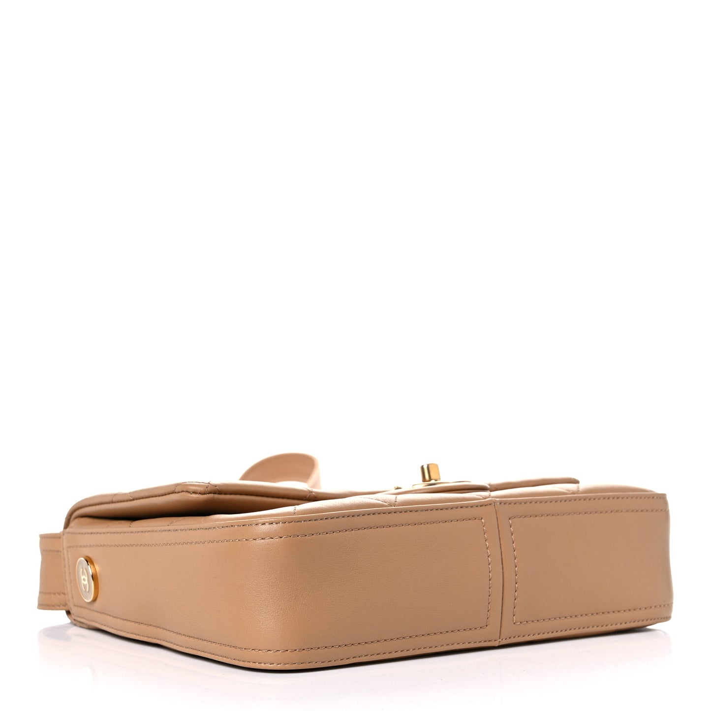 Calfskin Stitched Easy Mood Flap Beige