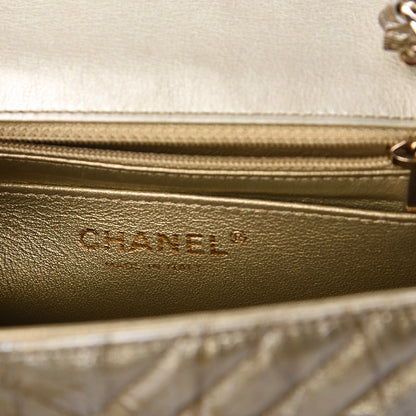 Chanel Patent Metallic Crumpled Calfskin Chevron Quilted Mini Rectangular Flap Gold 8 of 10