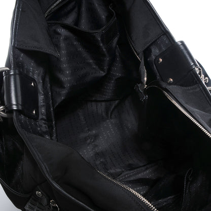 Burberry Leather Check Embossed Tote Bag Black 7 of 9