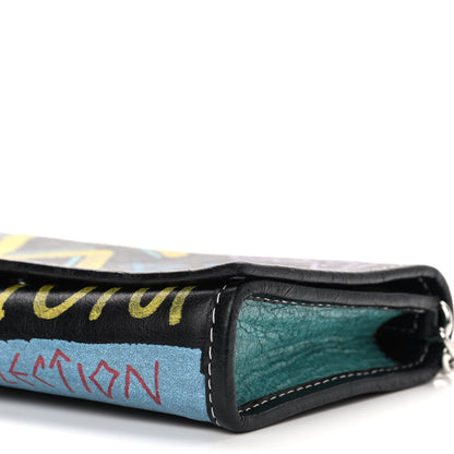 Balenciaga Agneau Arena Graffiti All Over Bazar Chain Shoulder Bag Black Multicolor 10 of 10