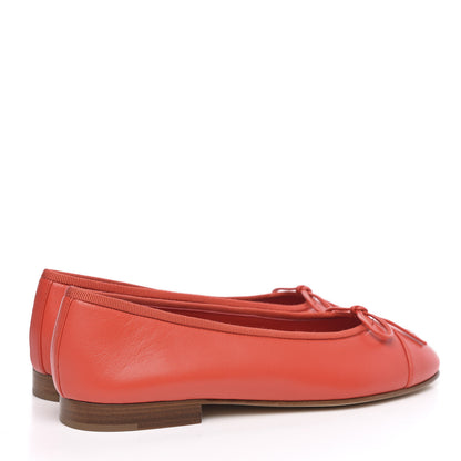 Chanel Lambskin Cap Toe Ballerina Flats 36.5 Coral 4 of 9