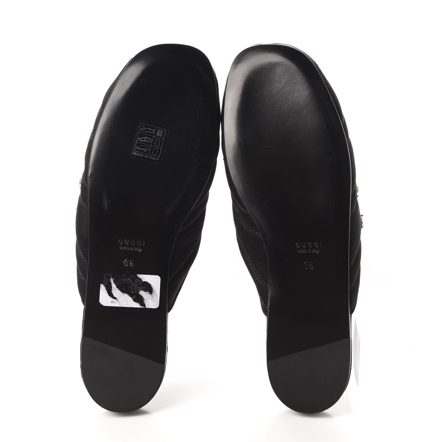 Gucci Satin Embroidered Heart and Dagger Slippers 36 Black 7 of 10