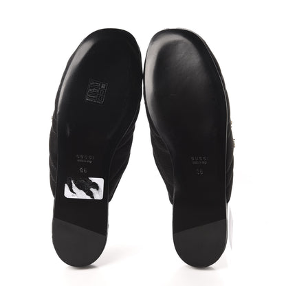 Gucci Satin Embroidered Heart and Dagger Slippers 36 Black 7 of 10