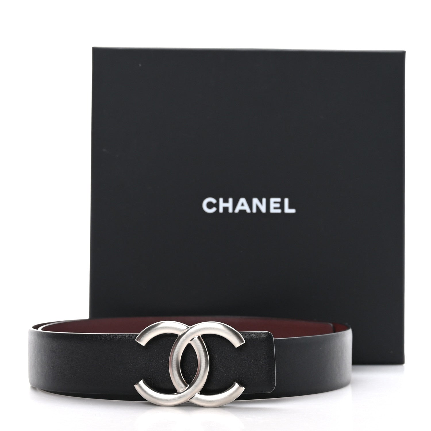 Chanel Calfskin CC Reversible Belt 75 30 Black Burgundy 7 of 7
