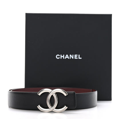 Chanel Calfskin CC Reversible Belt 75 30 Black Burgundy 7 of 7