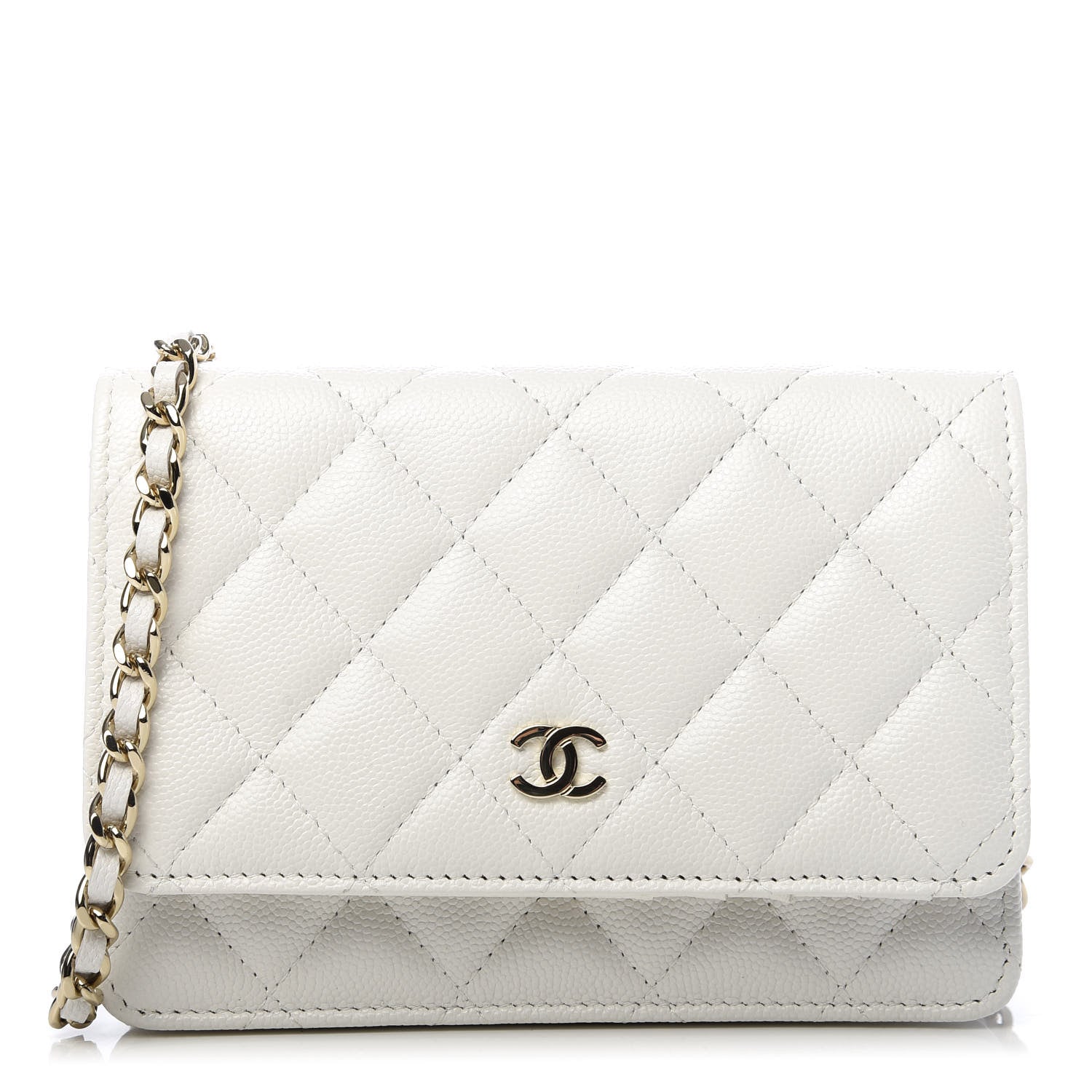 Chanel Caviar Quilted Mini Wallet On Chain WOC White 1 of 9