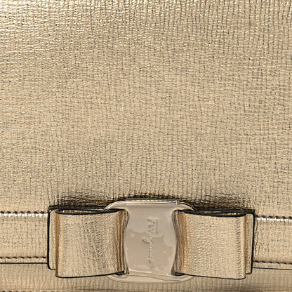 Salvatore Ferragamo Metallic Hammered Calfskin Small Vara Chain Crossbody Gold 7 of 9