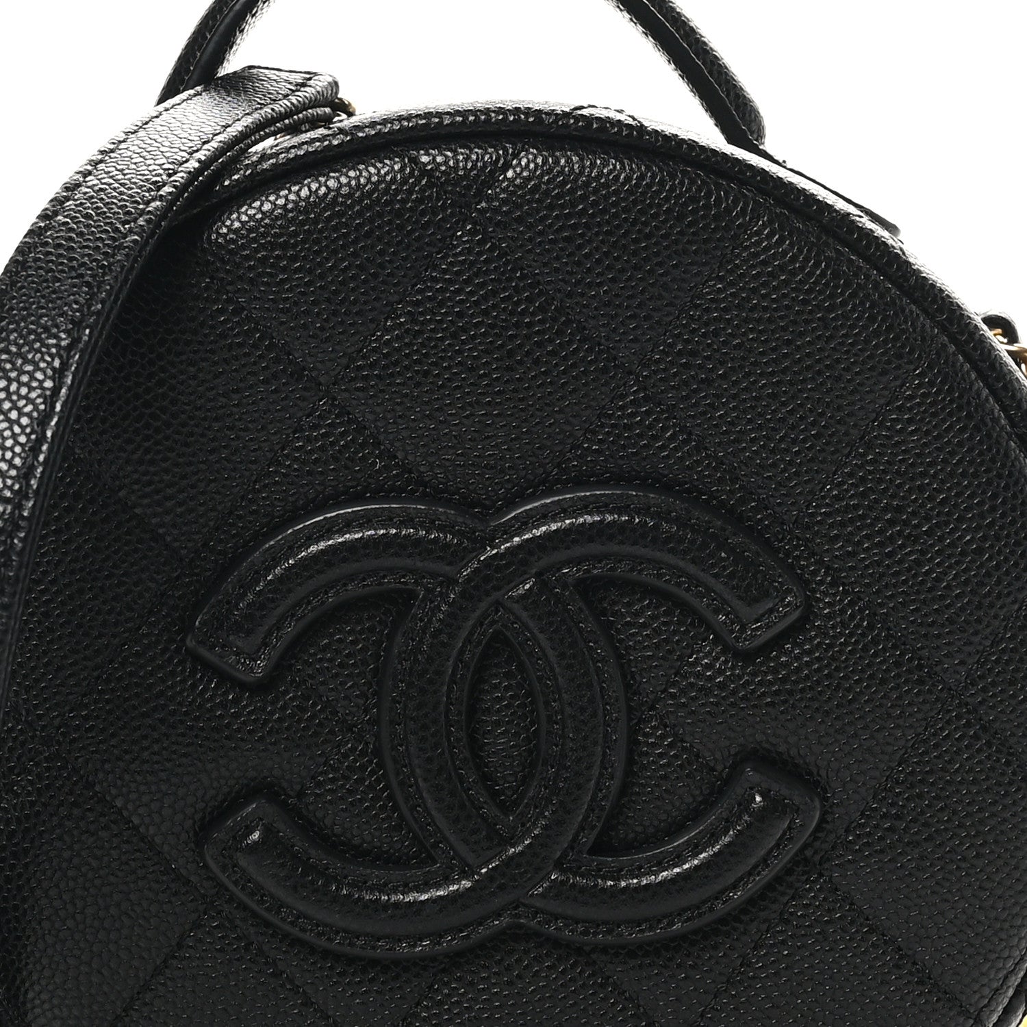Chanel Caviar Quilted Small Round Vanity With Chain Black 8 of 10
