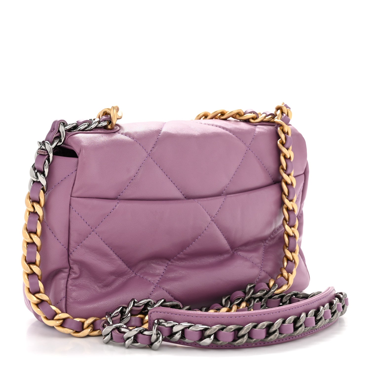 Chanel Goatskin Quilted Medium Chanel 19 Flap Purple 3 of 13