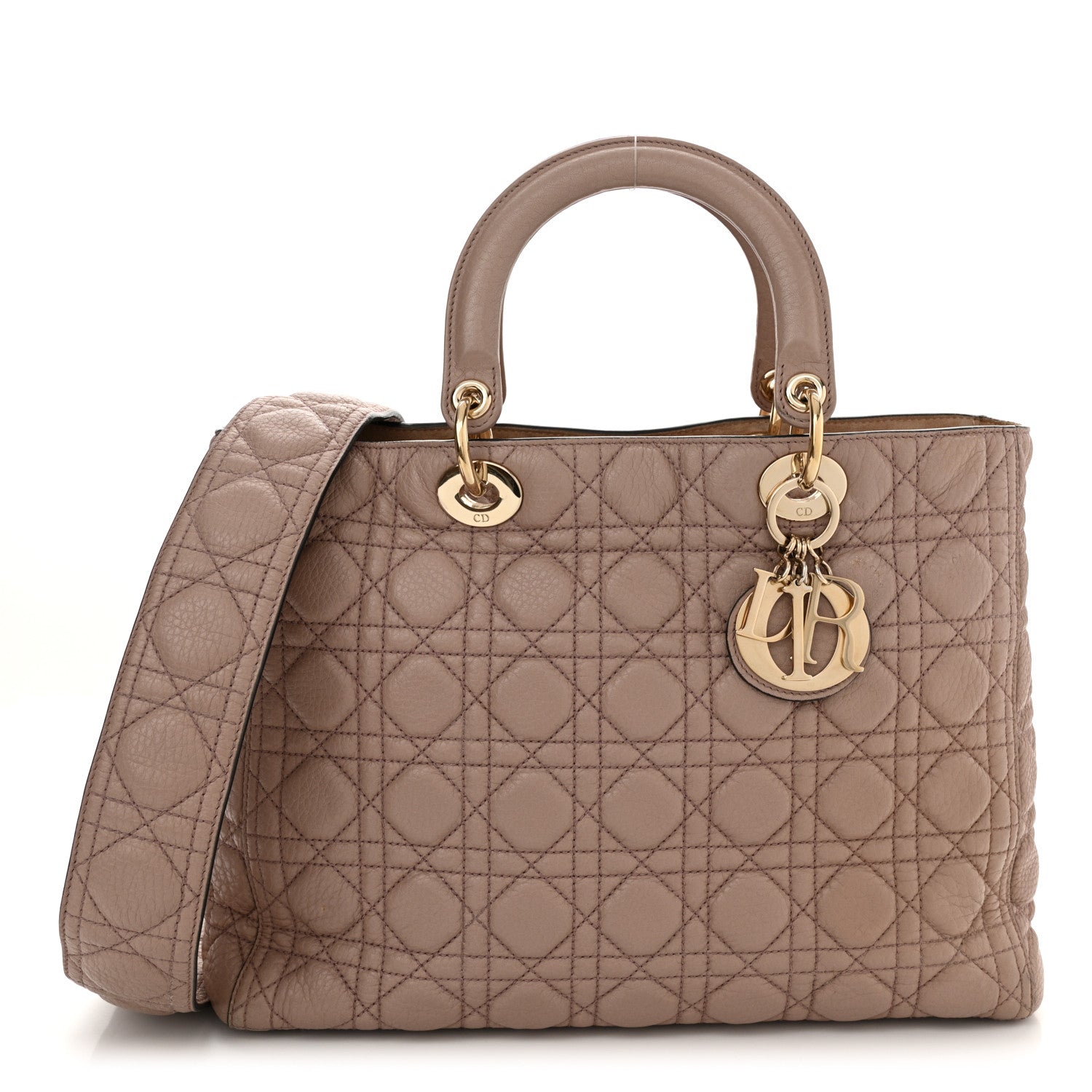 Christian Dior Grained Calfskin Cannage Large Lady Dior Light Pink 1 of 10