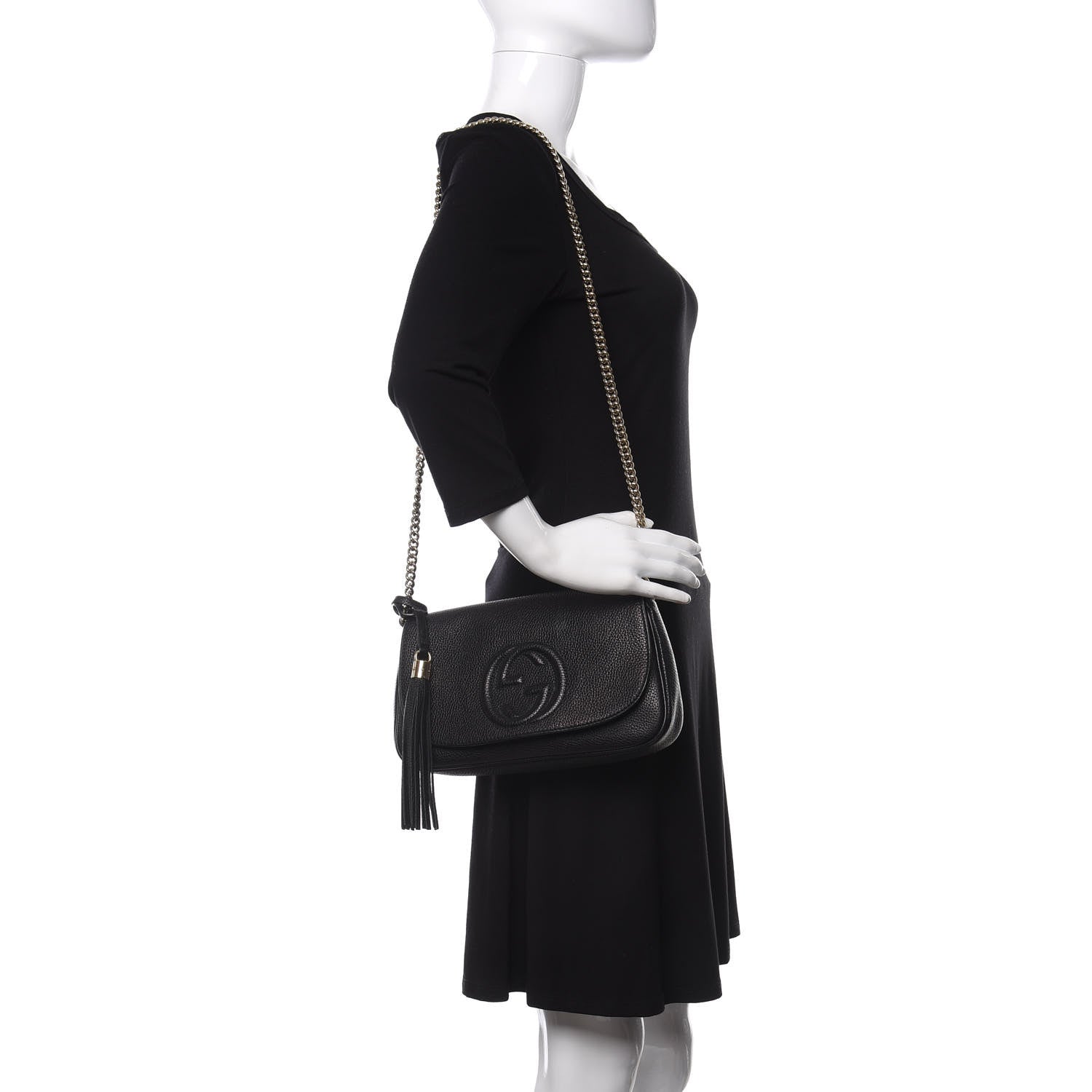 Gucci Pebbled Calfskin Medium Soho Flap Crossbody Black 2 of 9