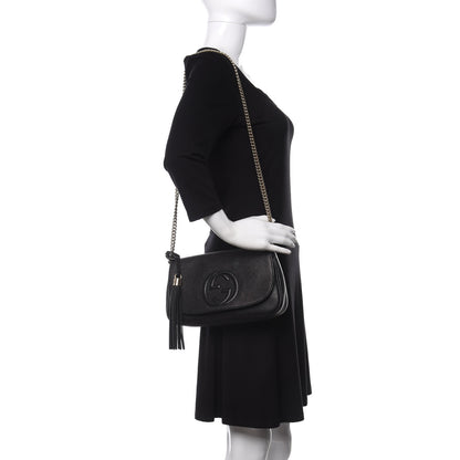 Gucci Pebbled Calfskin Medium Soho Flap Crossbody Black 2 of 9