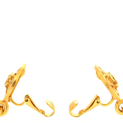 Chanel Metal CC Clip On Heart Drop Earrings Gold 3 of 4