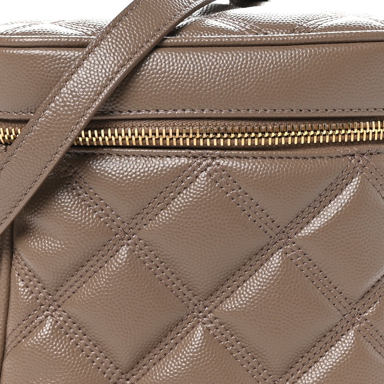 Saint Laurent Grain de Poudre Quilted 80's Vanity Bag Dark Beige 8 of 10