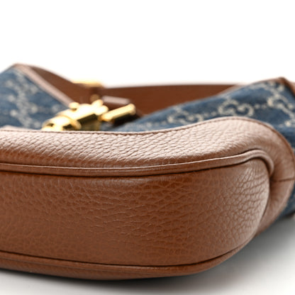 Gucci New Denim GG Monogram Calfskin Small Jackie 1961 Hobo Blue Tea Cuir 10 of 11