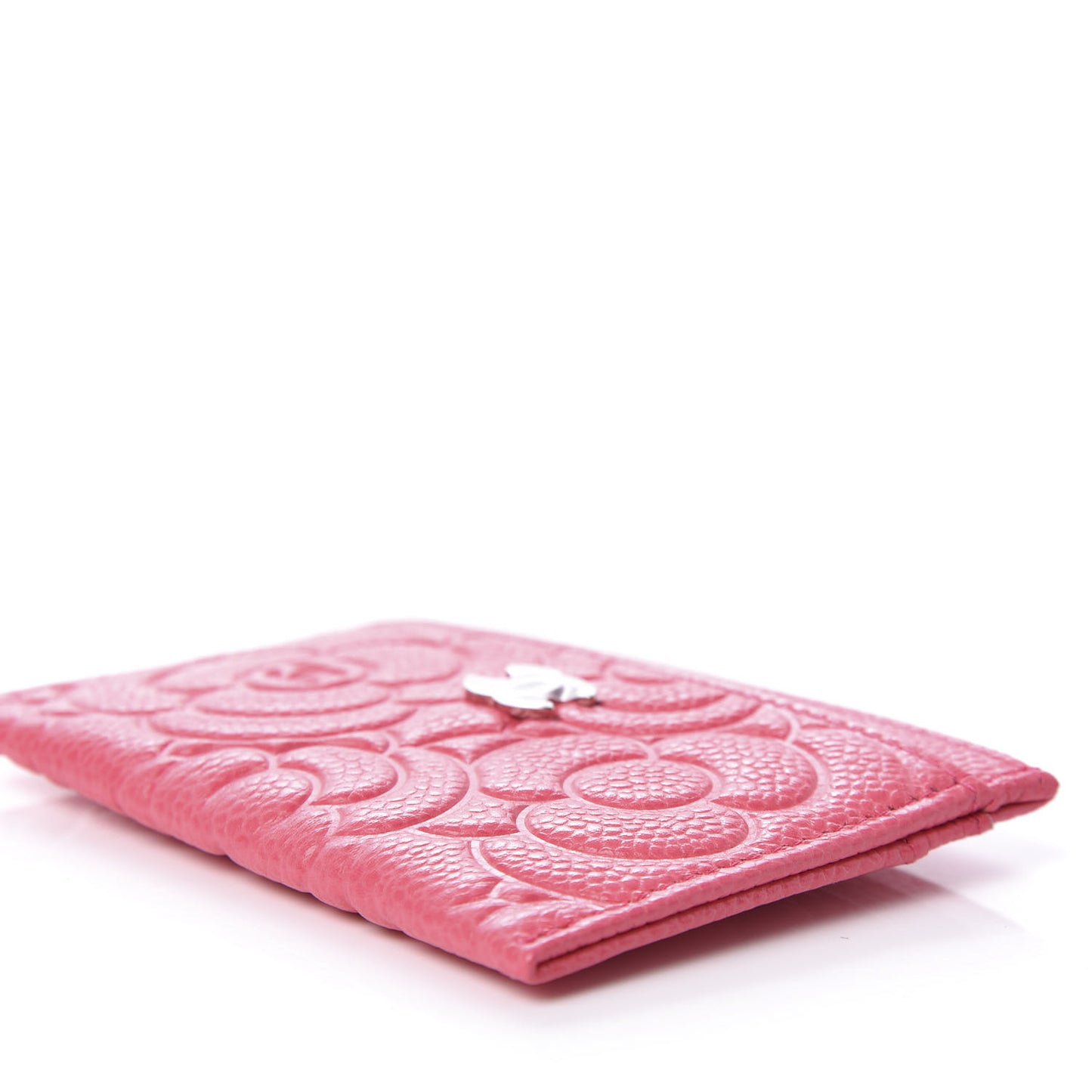 Caviar Camellia Embossed Card Holder Pink