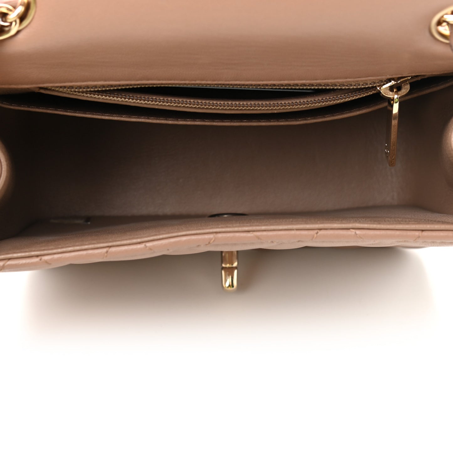 Lambskin Quilted Mini Square Flap Beige
