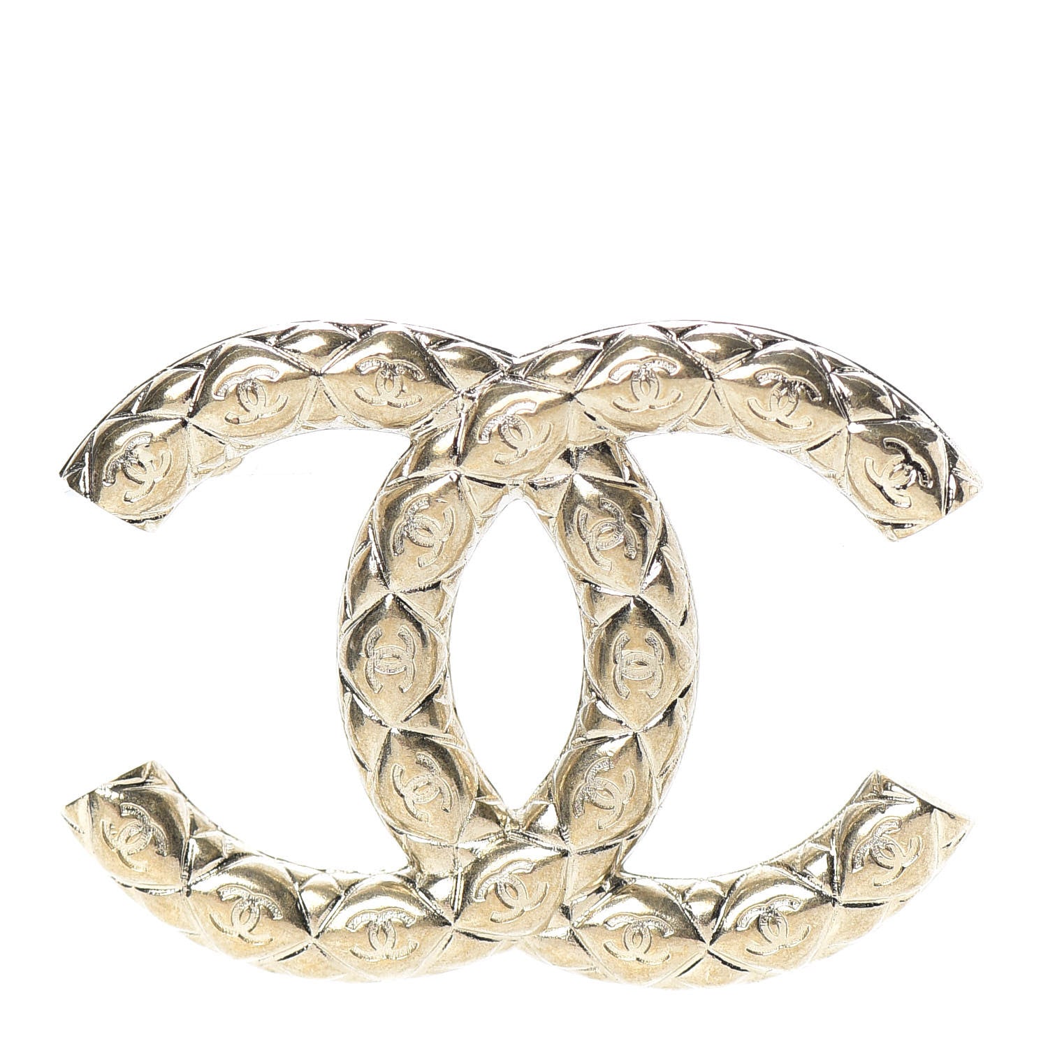 Chanel Metal CC Diamond Quilted Brooch Light Gold 1 of 5