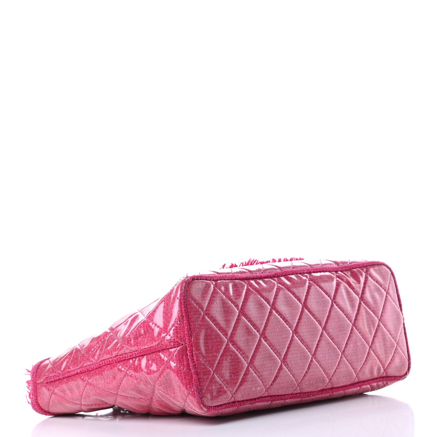 Vinyl Quilted Funny Tweed Tote Fuchsia