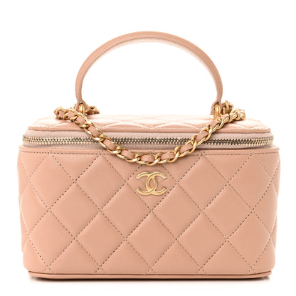 Chanel Lambskin Quilted Small Top Handle Vanity Case With Chain Beige 1 of 10