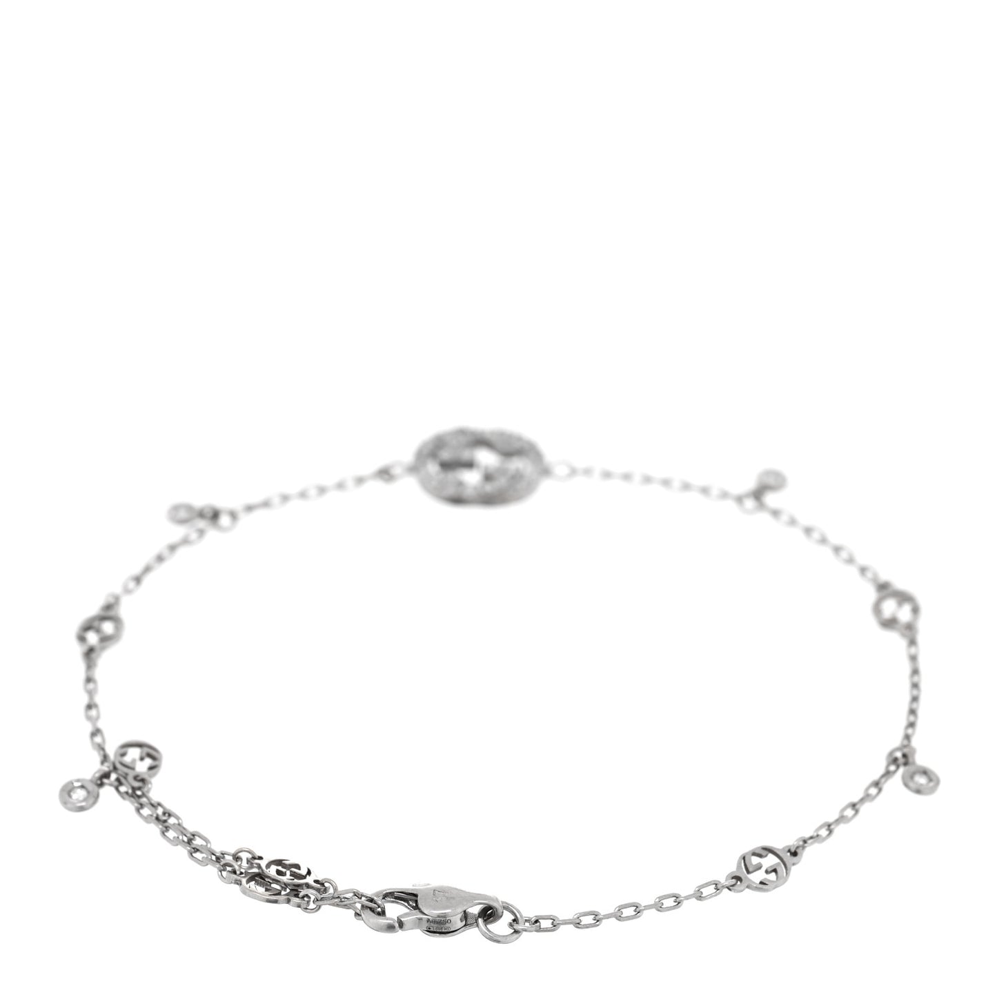 18K White Gold Diamond GG Running Bracelet