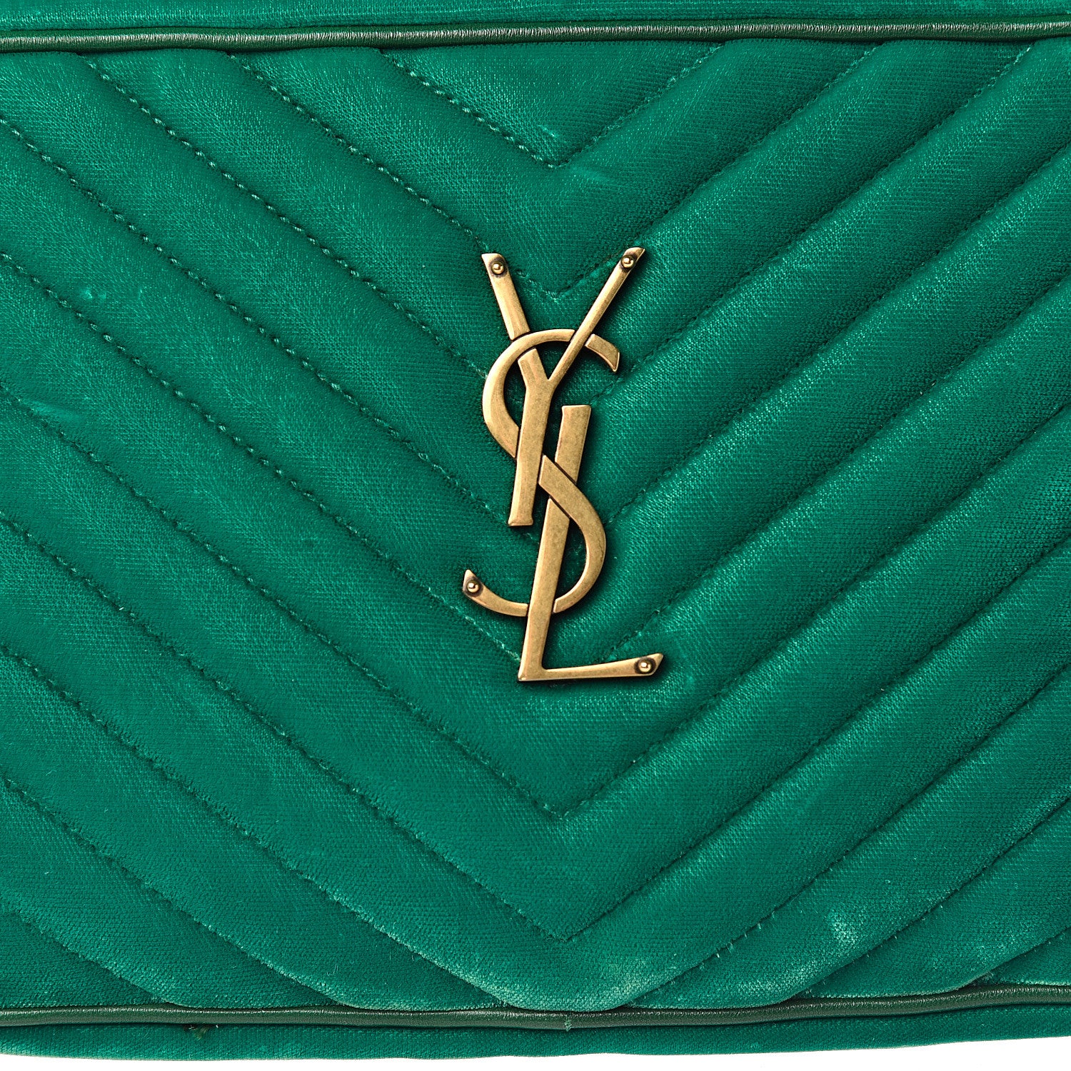 Saint Laurent Velvet Matelasse Monogram Lou Camera Bag Deep Malachite 10 of 11