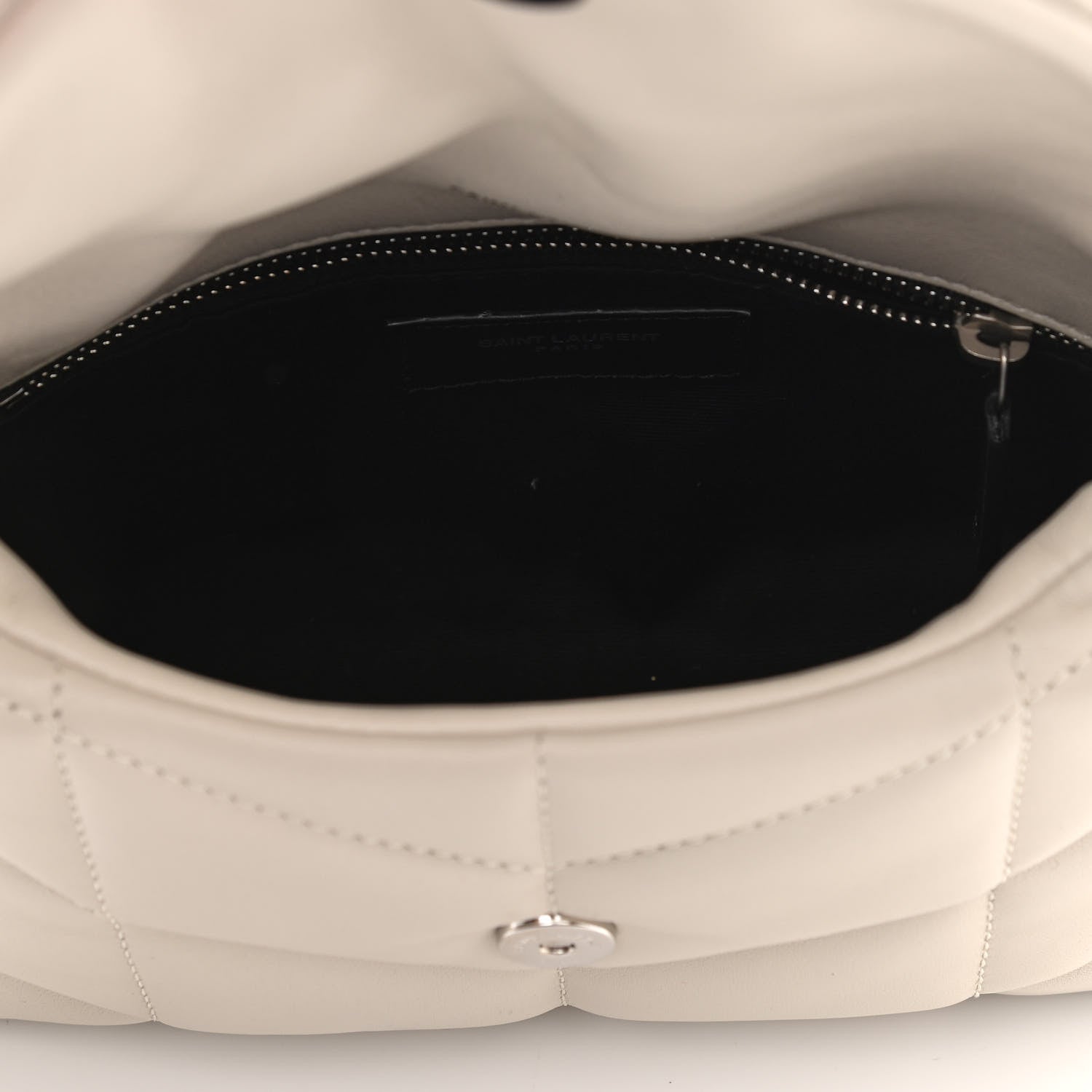 Saint Laurent Lambskin Quilted Toy Loulou Puffer Monogram Chain Satchel Blanc Vintage 5 of 12