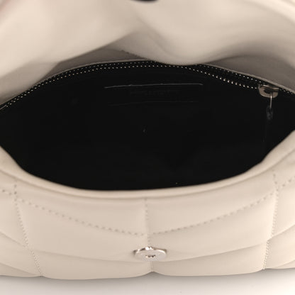 Saint Laurent Lambskin Quilted Toy Loulou Puffer Monogram Chain Satchel Blanc Vintage 5 of 12