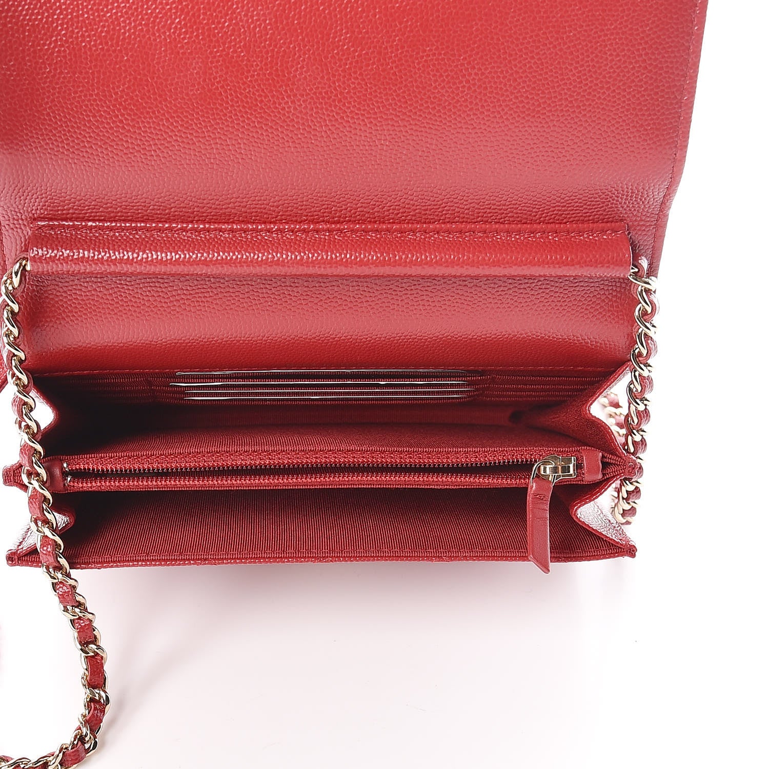 Chanel Caviar Quilted Square Wallet On Chain WOC Dark Red 5 of 12