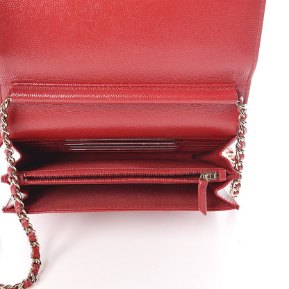 Chanel Caviar Quilted Square Wallet On Chain WOC Dark Red 5 of 12