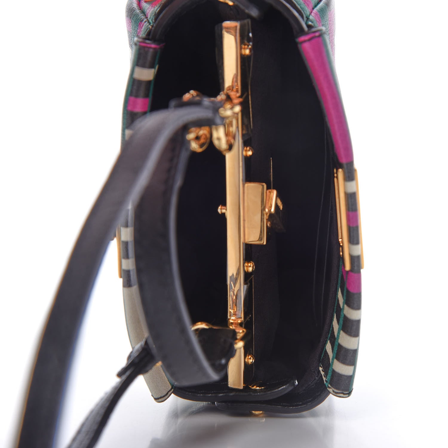 Fendi Vitello Seta Digital Print Micro Peekaboo Iconic Satchel Multicolor Black 5 of 10