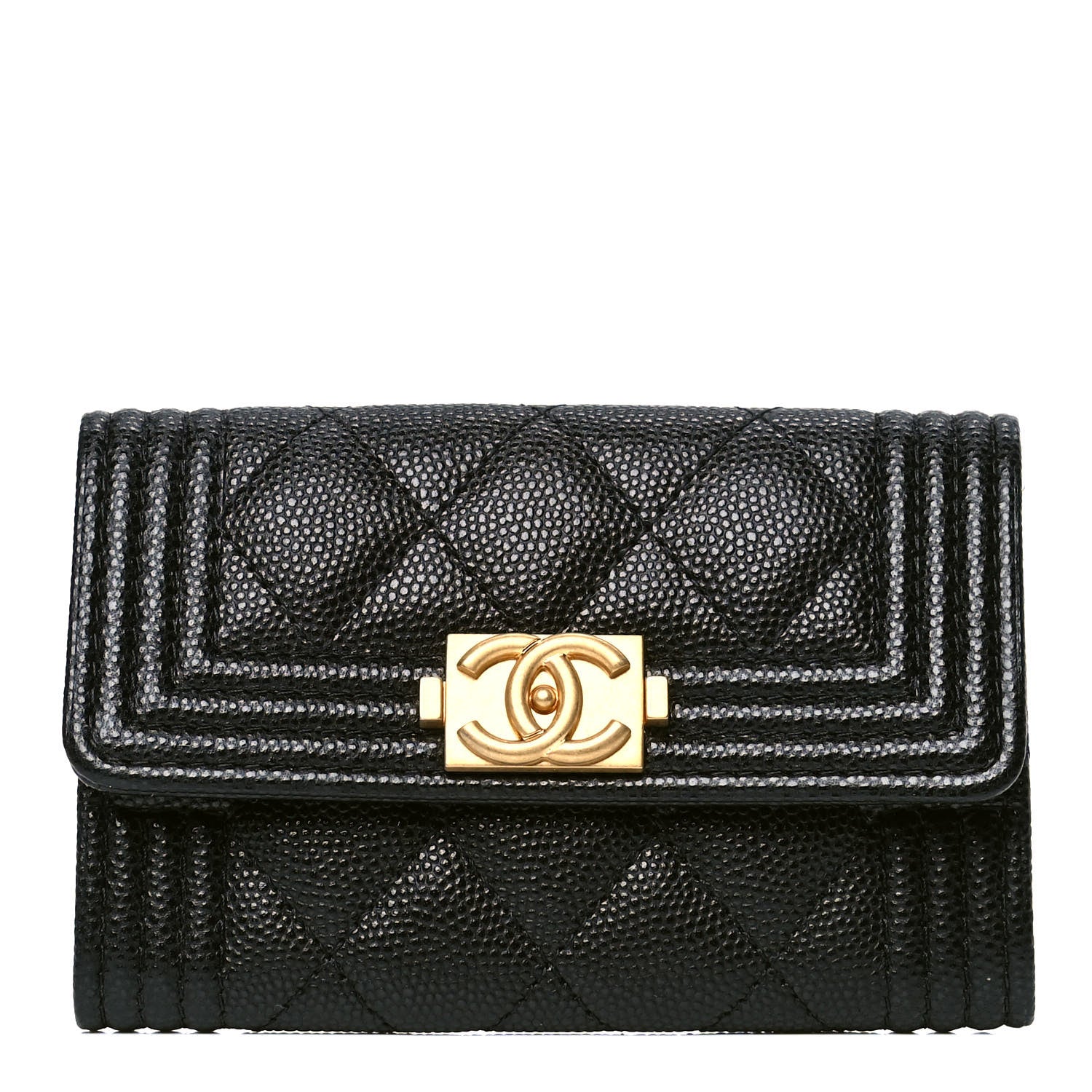 Chanel Caviar Quilted Boy Flap Card Holder Black 1 of 4