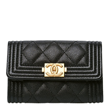 Chanel Caviar Quilted Boy Flap Card Holder Black 1 of 4