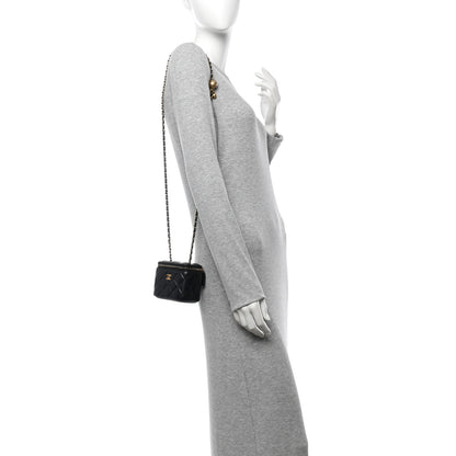 Chanel Lambskin Quilted Mini Pearl Crush Vanity Case With Chain Black 2 of 10
