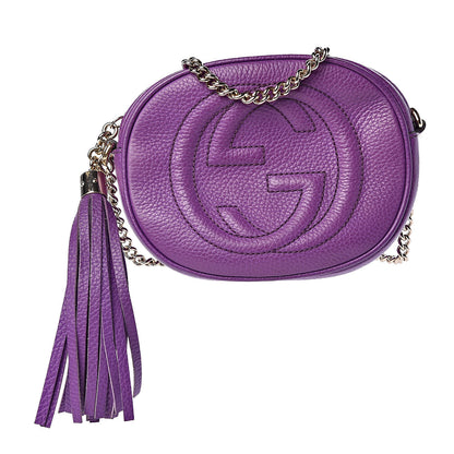 Gucci Pebbled Calfskin Mini Soho Chain Bag Shine Purple 1 of 10