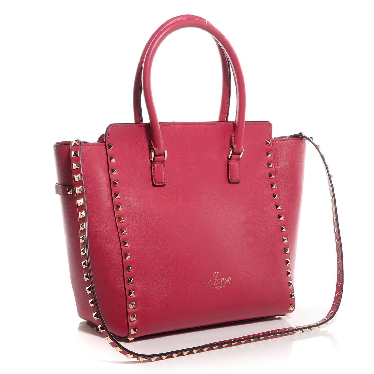 Vitello Rockstud Double Handle Tote Cyclamin