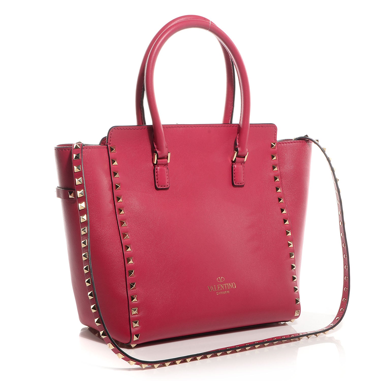 Valentino Garavani Vitello Rockstud Double Handle Tote Cyclamin 3 of 9