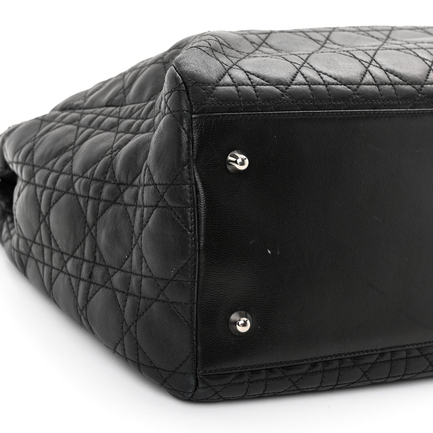 Lambskin Cannage Large Soft Lady Dior Shopping Tote Black