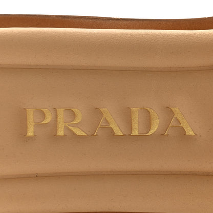 Prada Raffia Metal Triangle Logo 10mm Slide Sandals 37 Naturale 7 of 8
