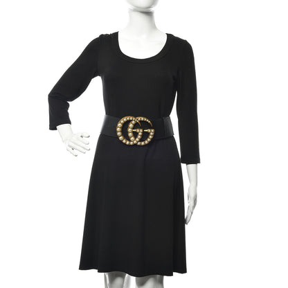 Gucci Moon Calfskin Pearl Double G 70mm Belt 90 36 Black Cream 2 of 6