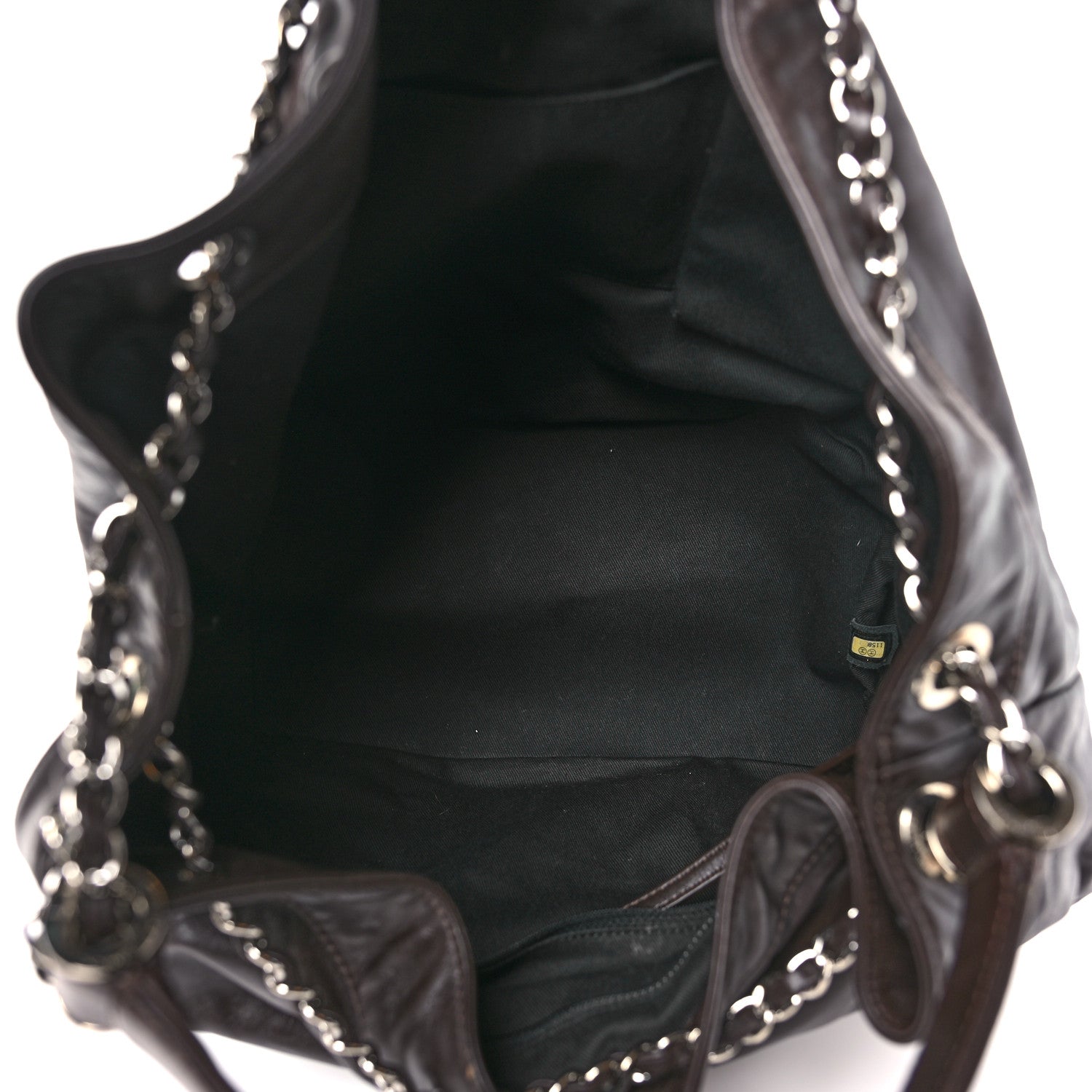 Chanel Calfskin Drawstring CC Bucket Bag Dark Brown 5 of 10