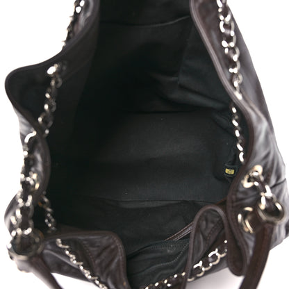 Chanel Calfskin Drawstring CC Bucket Bag Dark Brown 5 of 10