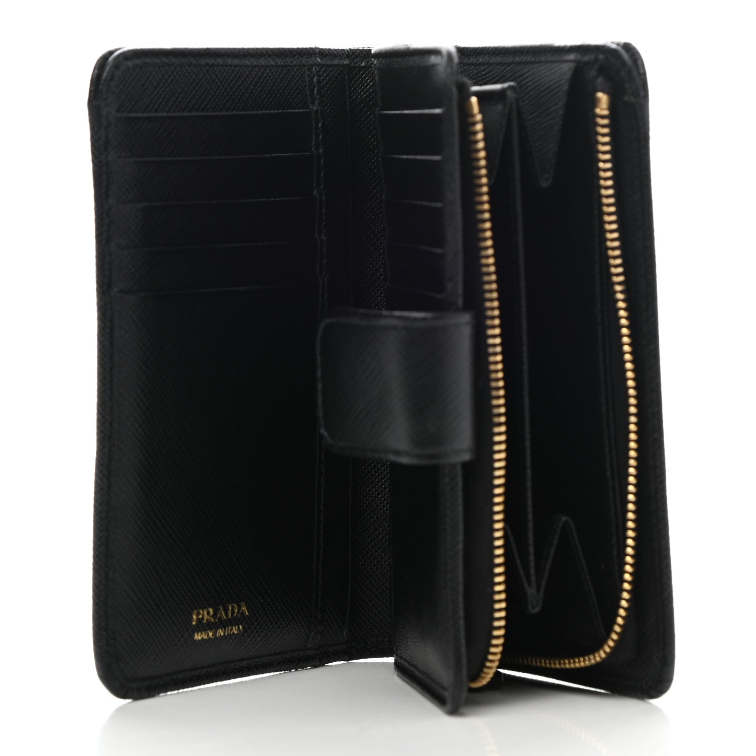 Prada Saffiano Metal Compact Wallet Black 4 of 8