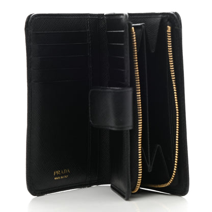 Prada Saffiano Metal Compact Wallet Black 4 of 8