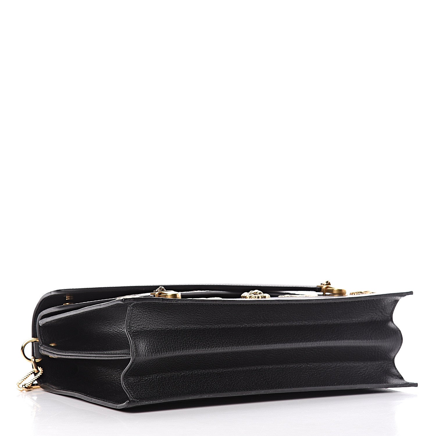 Gucci Calfskin Snakeskin Studded Medium Ottilia Top Handle Bag Black 4 of 18